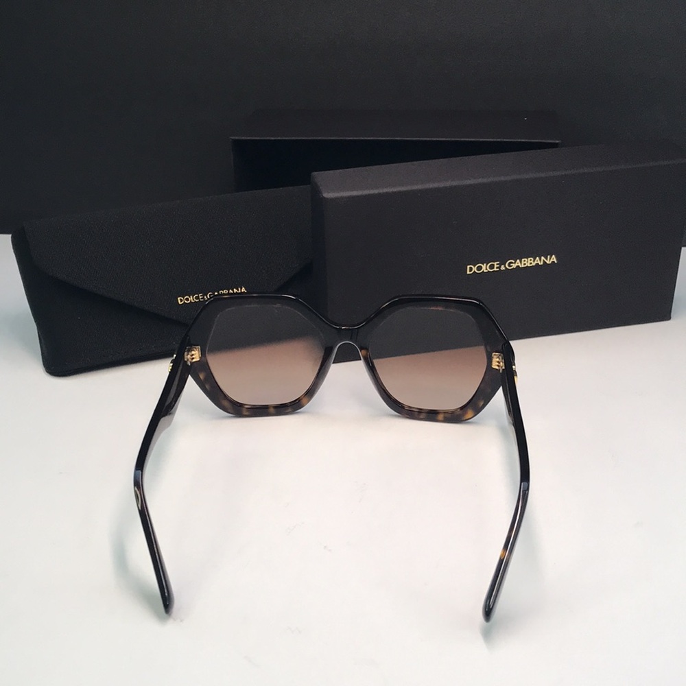 New Auth Dolce & Gabbana DG 4406 Havana Geometric Sunglasses - Picture 7 of 13